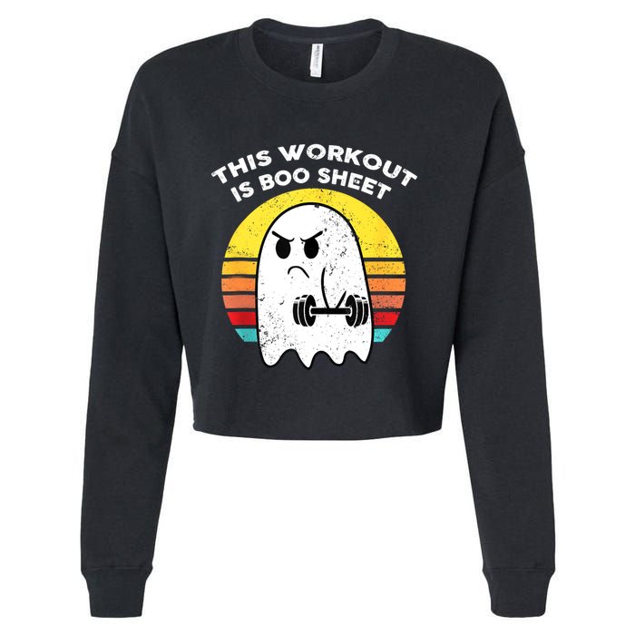 Funny This Workout Is Boo Sheet Halloween Ghost Exercise Gym Cropped Pullover Crew