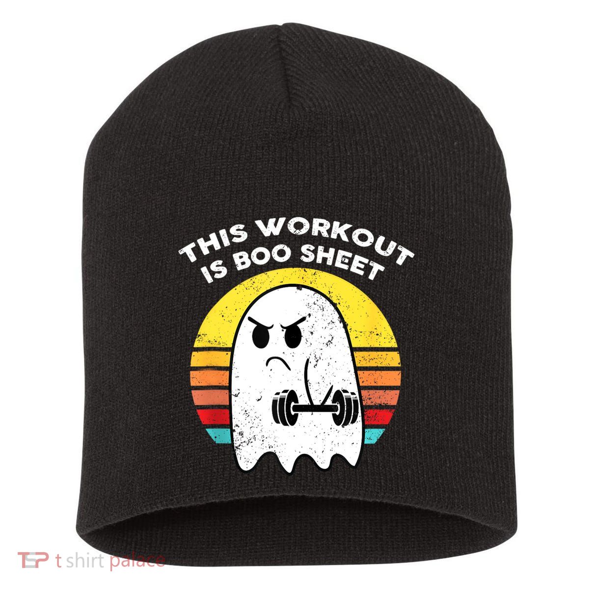 Funny This Workout Is Boo Sheet Halloween Ghost Exercise Gym Short Acrylic Beanie
