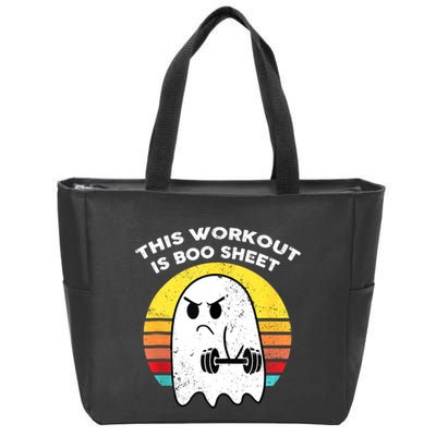 Funny This Workout Is Boo Sheet Halloween Ghost Exercise Gym Zip Tote Bag