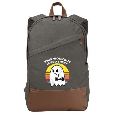 Funny This Workout Is Boo Sheet Halloween Ghost Exercise Gym Cotton Canvas Backpack
