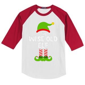 Funny The Wise Old Elf Christmas Family Party Pajama Kids Colorblock Raglan Jersey