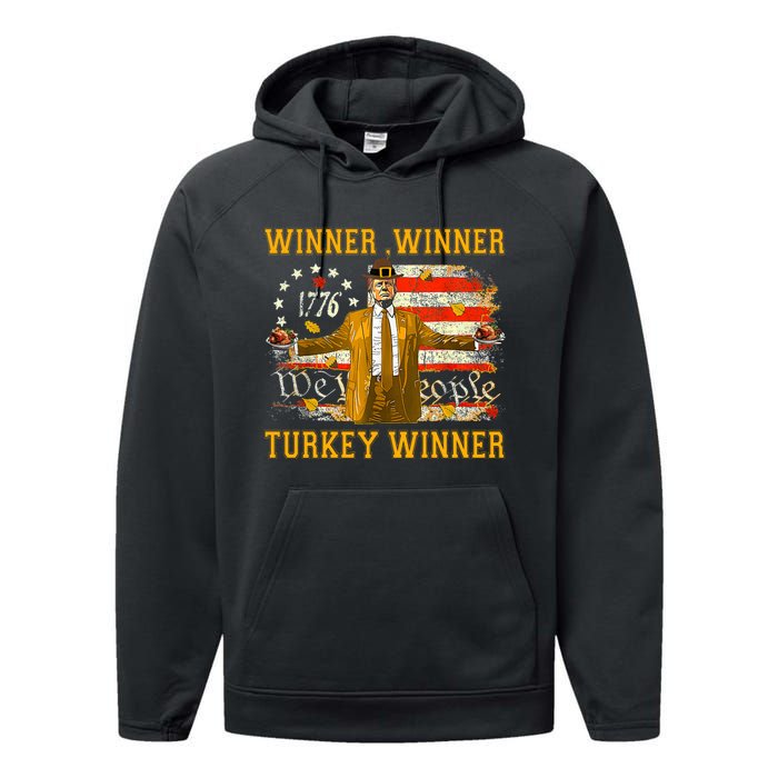 Funny Trump Winner Winner Turkey Dinner Thanksgiving Apparel Performance Fleece Hoodie