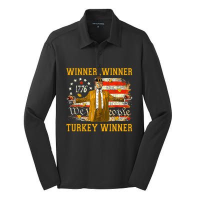 Funny Trump Winner Winner Turkey Dinner Thanksgiving Apparel Silk Touch Performance Long Sleeve Polo