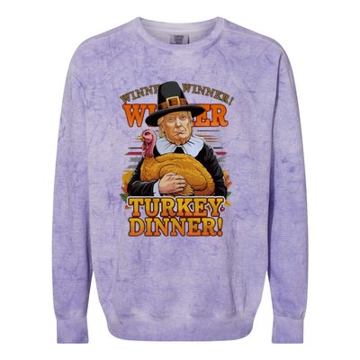 Funny Trump Winner Winner Turkey Dinner Thanksgiving Apparel Colorblast Crewneck Sweatshirt