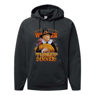 Funny Trump Winner Winner Turkey Dinner Thanksgiving Apparel Performance Fleece Hoodie