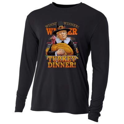 Funny Trump Winner Winner Turkey Dinner Thanksgiving Apparel Cooling Performance Long Sleeve Crew