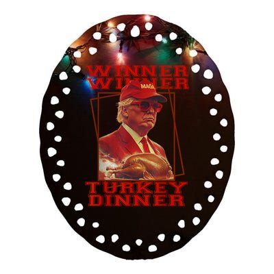 Funny Trump Winner Winner Turkey Dinner Thanksgiving Humor Ceramic Oval Ornament