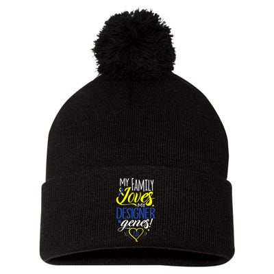 Family T21 World Down Syndrome Awareness Day Pom Pom 12in Knit Beanie