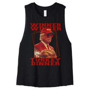 Funny Trump Winner Winner Turkey Dinner Thanksgiving Humor Women's Racerback Cropped Tank