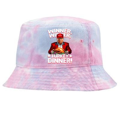 Funny Trump Winner Winner Turkey Dinner Thanksgiving Apparel Tie-Dyed Bucket Hat