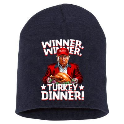 Funny Trump Winner Winner Turkey Dinner Thanksgiving Apparel Short Acrylic Beanie