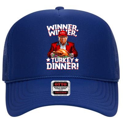 Funny Trump Winner Winner Turkey Dinner Thanksgiving Apparel High Crown Mesh Back Trucker Hat