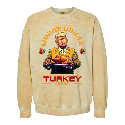 Funny Thanksgiving Winner Winner Turkey Dinner Trump Apparel Colorblast Crewneck Sweatshirt