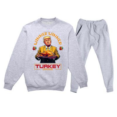 Funny Thanksgiving Winner Winner Turkey Dinner Trump Apparel Premium Crewneck Sweatsuit Set