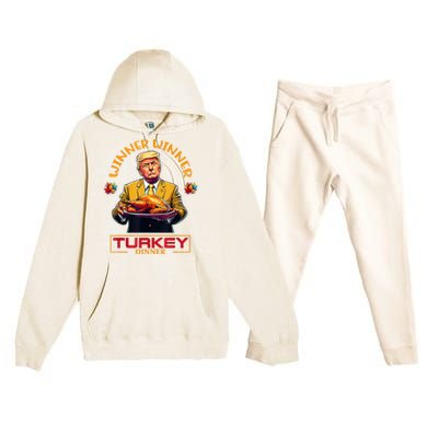 Funny Thanksgiving Winner Winner Turkey Dinner Trump Apparel Premium Hooded Sweatsuit Set