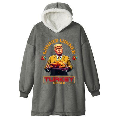 Funny Thanksgiving Winner Winner Turkey Dinner Trump Apparel Hooded Wearable Blanket