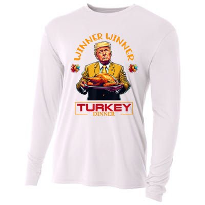 Funny Thanksgiving Winner Winner Turkey Dinner Trump Apparel Cooling Performance Long Sleeve Crew