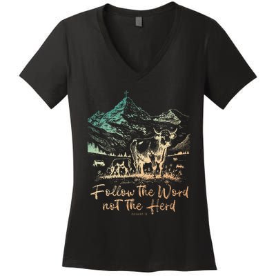 Follow The Word Not The Herd Women's V-Neck T-Shirt