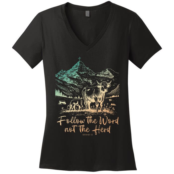 Follow The Word Not The Herd Women's V-Neck T-Shirt