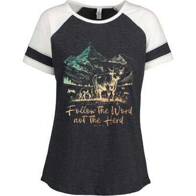 Follow The Word Not The Herd Enza Ladies Jersey Colorblock Tee