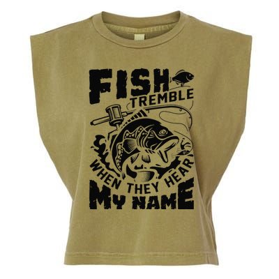 Fish Tremble When They Hear My Name Largemouth Bass Fishing Garment-Dyed Women's Muscle Tee