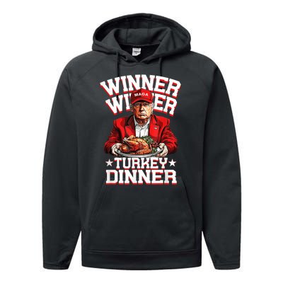 Funny Trump Winner Winner Turkey Dinner Thanksgiving Apparel Performance Fleece Hoodie