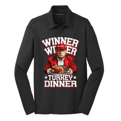 Funny Trump Winner Winner Turkey Dinner Thanksgiving Apparel Silk Touch Performance Long Sleeve Polo