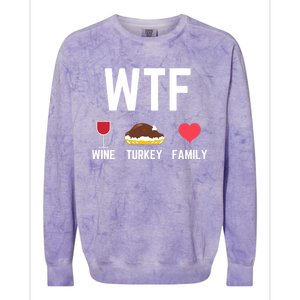 Funny Thanksgiving Wine Turkey Family Autumnal Food Fall Gift Colorblast Crewneck Sweatshirt