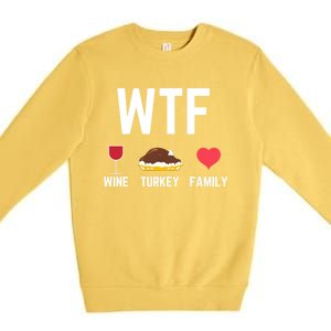 Funny Thanksgiving Wine Turkey Family Autumnal Food Fall Gift Premium Crewneck Sweatshirt