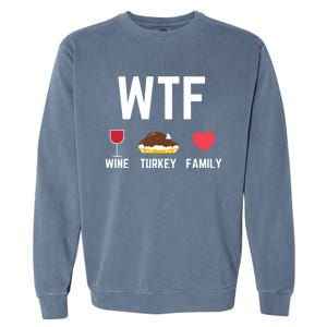 Funny Thanksgiving Wine Turkey Family Autumnal Food Fall Gift Garment-Dyed Sweatshirt