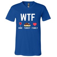 Funny Thanksgiving Wine Turkey Family Autumnal Food Fall Gift V-Neck T-Shirt