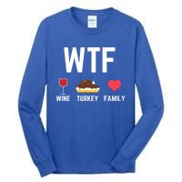 Funny Thanksgiving Wine Turkey Family Autumnal Food Fall Gift Tall Long Sleeve T-Shirt