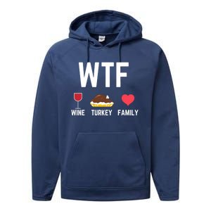 Funny Thanksgiving Wine Turkey Family Autumnal Food Fall Gift Performance Fleece Hoodie