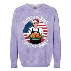 Funny Trump Winner Winner Christmas Dinner Santa Colorblast Crewneck Sweatshirt