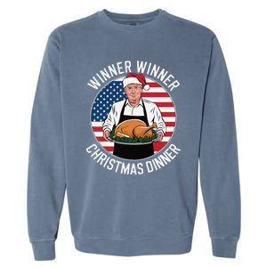 Funny Trump Winner Winner Christmas Dinner Santa Garment-Dyed Sweatshirt