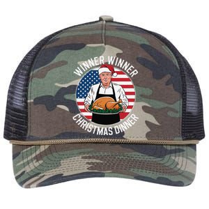 Funny Trump Winner Winner Christmas Dinner Santa Retro Rope Trucker Hat Cap