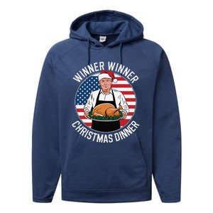 Funny Trump Winner Winner Christmas Dinner Santa Performance Fleece Hoodie