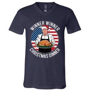 Funny Trump Winner Winner Christmas Dinner Santa V-Neck T-Shirt