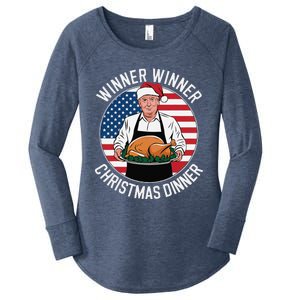 Funny Trump Winner Winner Christmas Dinner Santa Women's Perfect Tri Tunic Long Sleeve Shirt