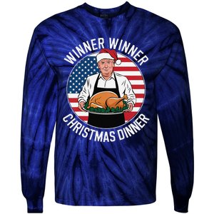 Funny Trump Winner Winner Christmas Dinner Santa Tie-Dye Long Sleeve Shirt