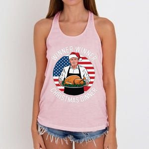 Funny Trump Winner Winner Christmas Dinner Santa Women's Knotted Racerback Tank