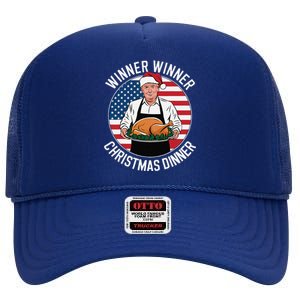 Funny Trump Winner Winner Christmas Dinner Santa High Crown Mesh Back Trucker Hat