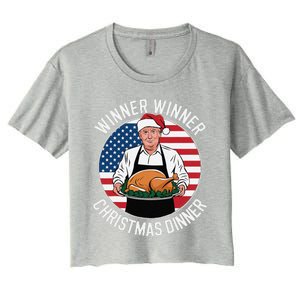 Funny Trump Winner Winner Christmas Dinner Santa Women's Crop Top Tee