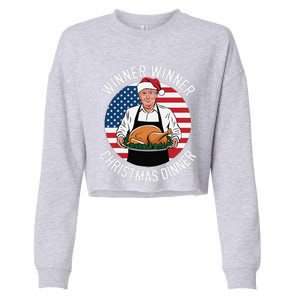 Funny Trump Winner Winner Christmas Dinner Santa Cropped Pullover Crew