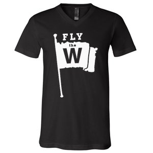 Fly The W Chicago Baseball Winning Flag V-Neck T-Shirt