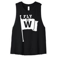 Fly The W Chicago Baseball Winning Flag Women's Racerback Cropped Tank