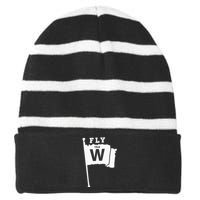 Fly The W Chicago Baseball Winning Flag Striped Beanie with Solid Band