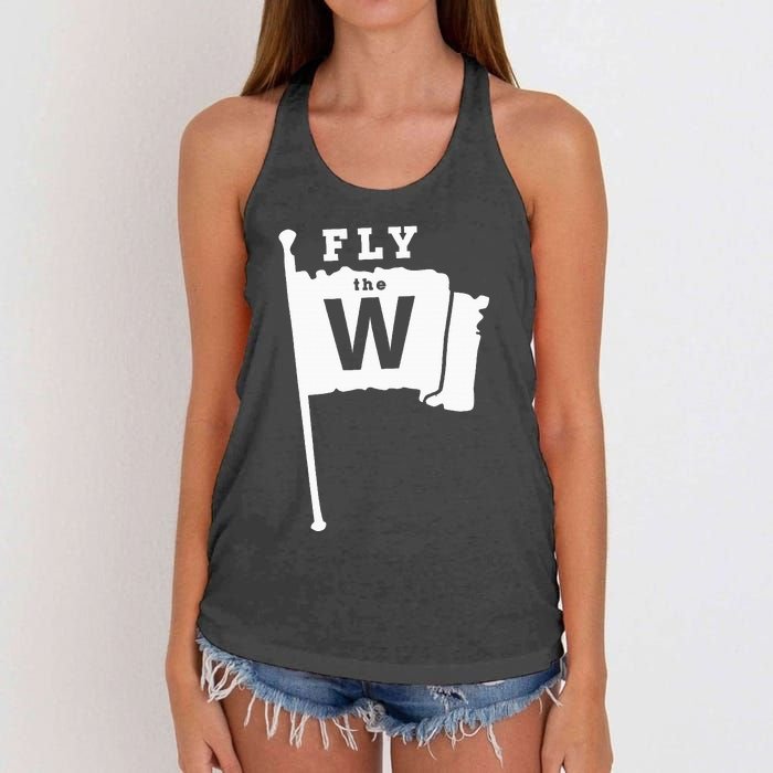 Fly The W Chicago Baseball Winning Flag Women's Knotted Racerback Tank