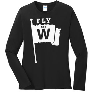 Fly The W Chicago Baseball Winning Flag Ladies Long Sleeve Shirt