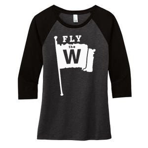 Fly The W Chicago Baseball Winning Flag Women's Tri-Blend 3/4-Sleeve Raglan Shirt